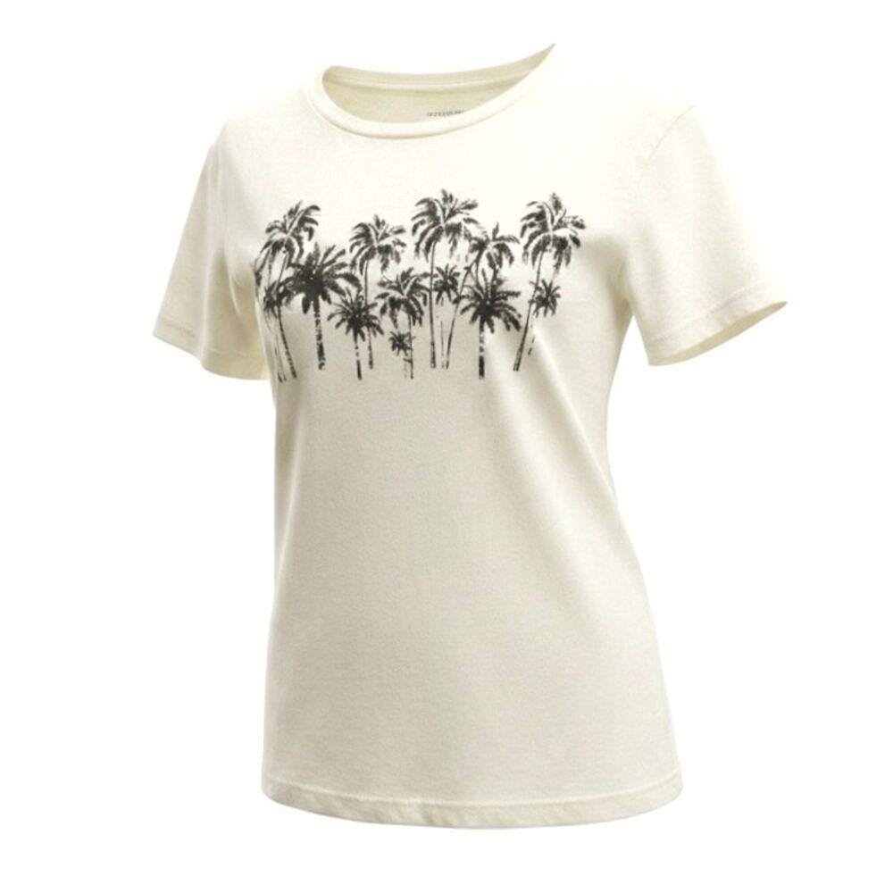 Elie Tahari Women’s M Palm Tee Cotton Modal Blend T Shirt Tropical Resortwear